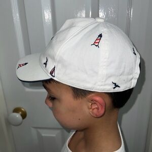 Kids White Cotton Beach Print Cap | Size 4–6 Years | Unisex | Elastic Back